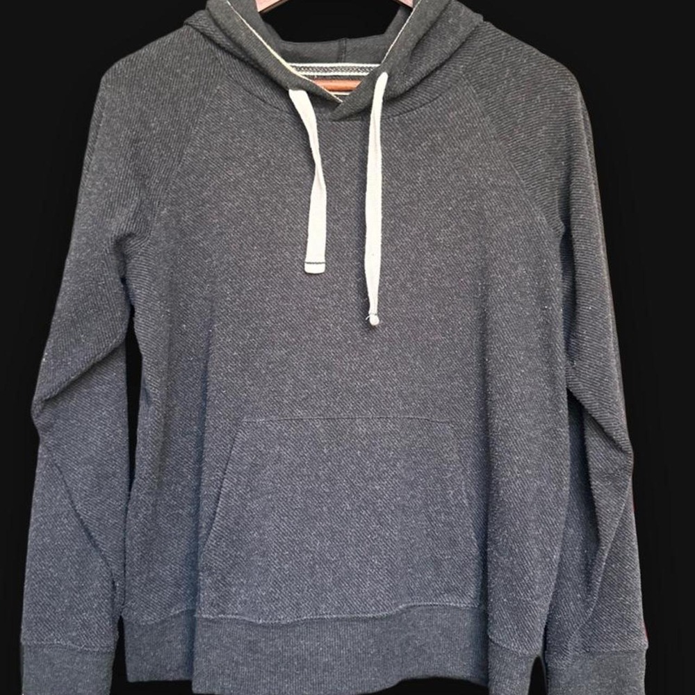 Faherty Legend Rib Pullover Hoodie Sweatshirt Charcoal Grey S